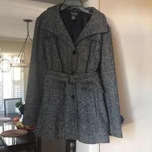 Nicole Miller Herringbone Belted Coat